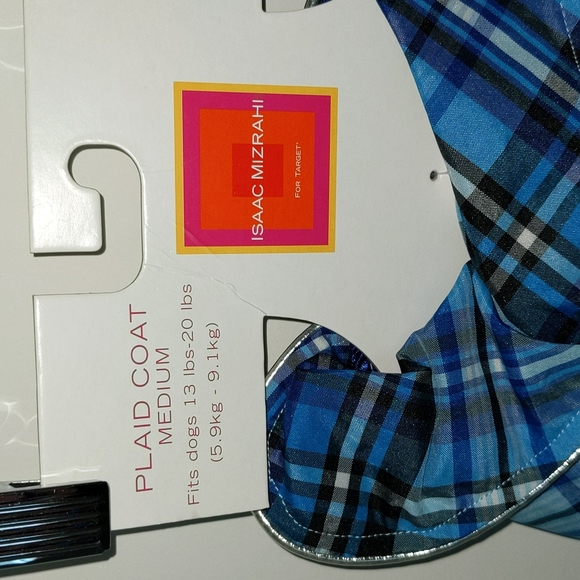 Isaac Mizrahi For Target Medium Blue Plaid Dog Coat Jacket New - Picture 4 of 7